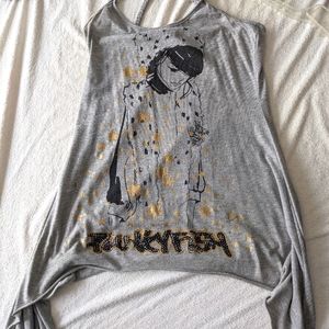 Punkyfish Gray Criss-Cross Tank Top